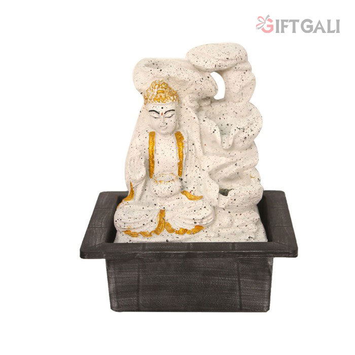 Decorative White Dotted Buddha Fountain 26 cm G57X0606WGDMX