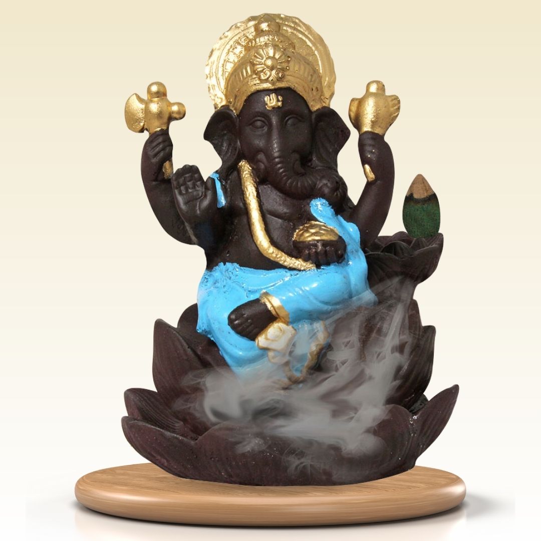 God Ganesha Backflow Smoke Fountain Coffee Blue 13 cm-G57X1147ANNMX