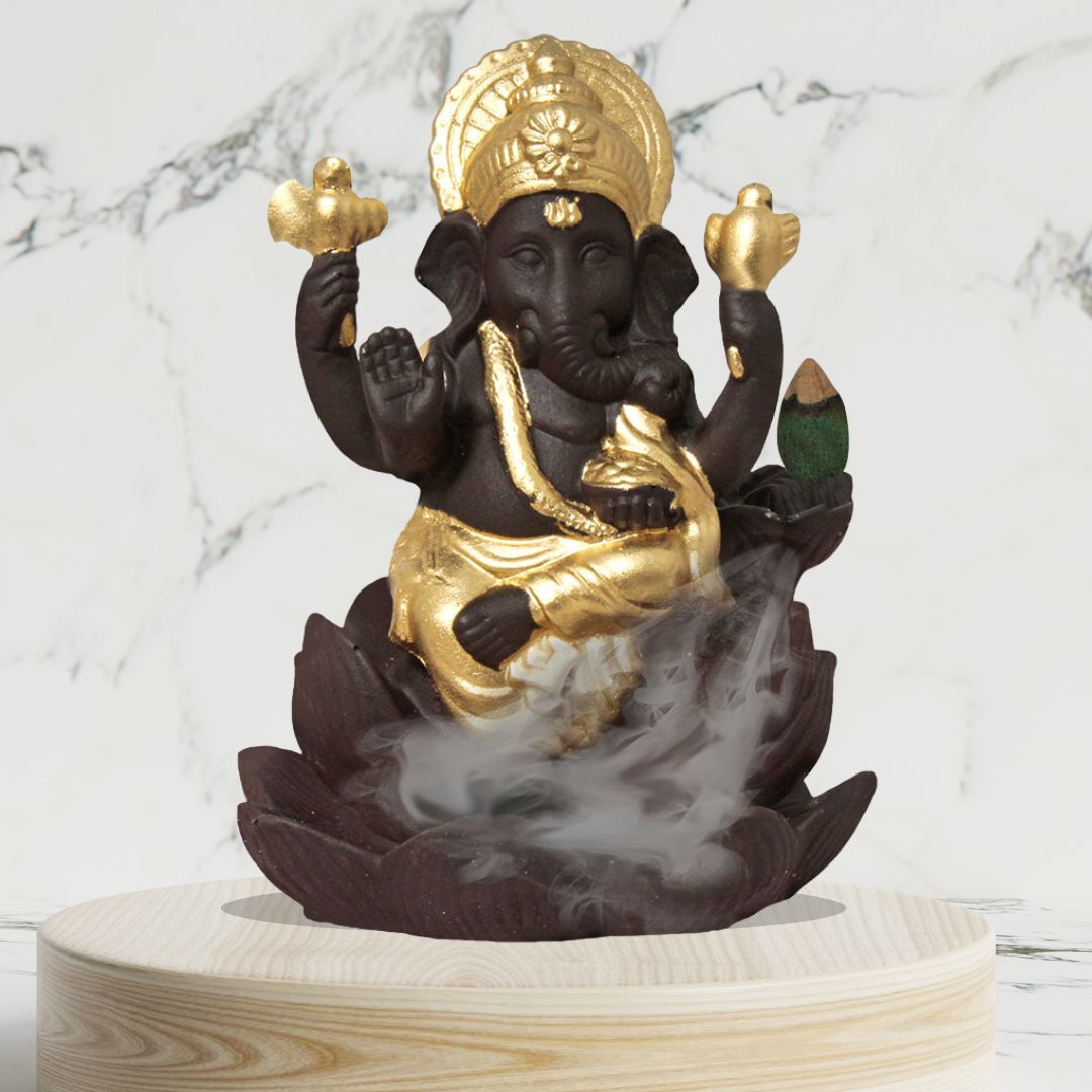 God Ganesha Backflow Smoke Fountain Coffee Golden 13 cm-G57X1147AGNMX