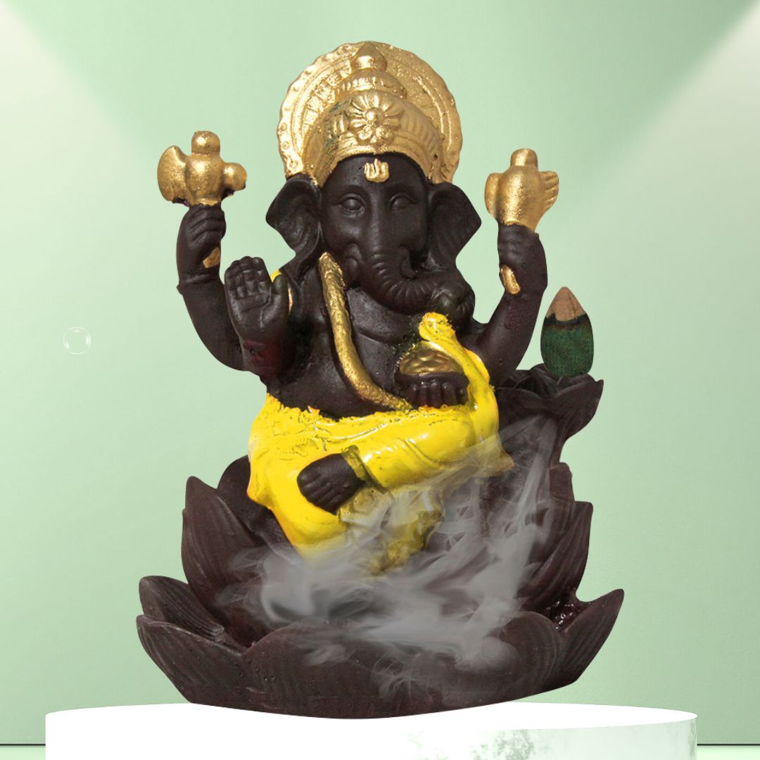 God Ganesha Backflow Smoke Fountain Coffee Yellow 13 cm-G57X1147AYNMX