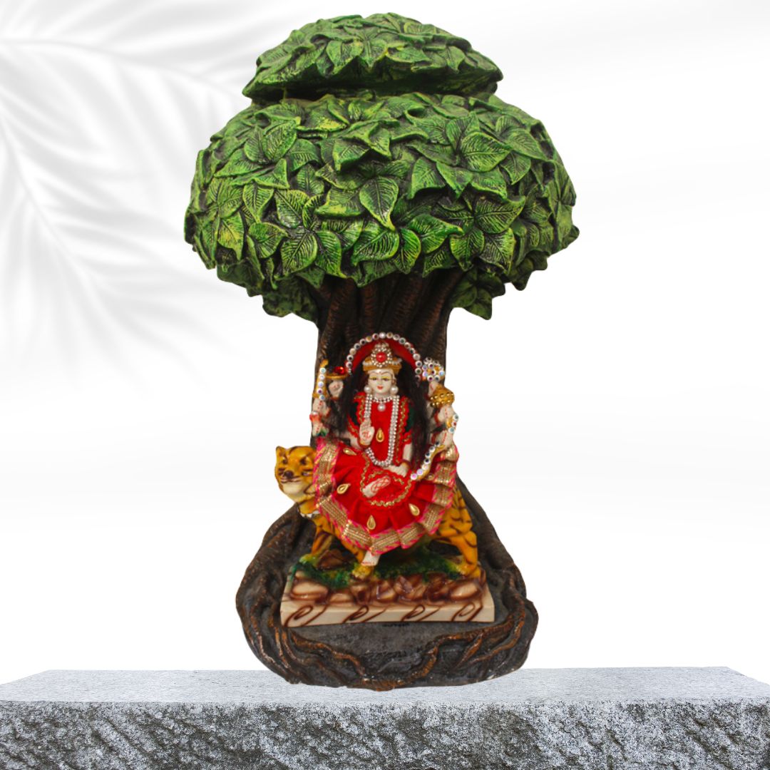 Godess Ma Durga Statue Under Kalpvriksha Tree Antique Look 60 cm G57X1322HAMG2-29X028M