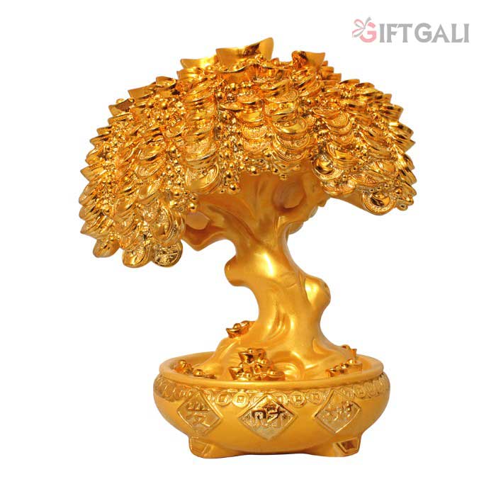 Gold Plated Coin Tree Vastu Figurine 38 cm-G50X0046G000TOSS