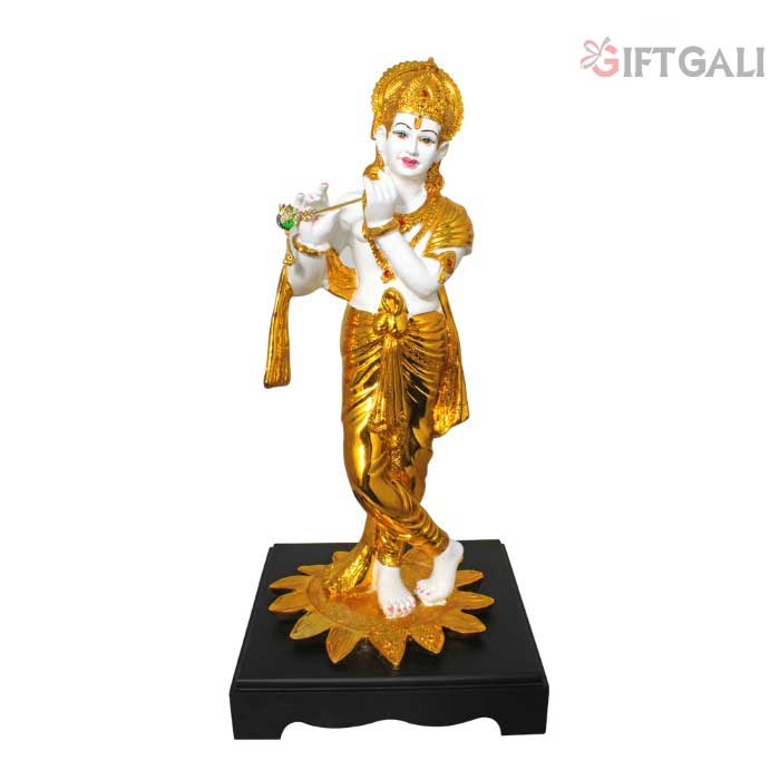 Gold Plated Handicraft Krishna Statue 46 cm-G50X0051W000TRSS