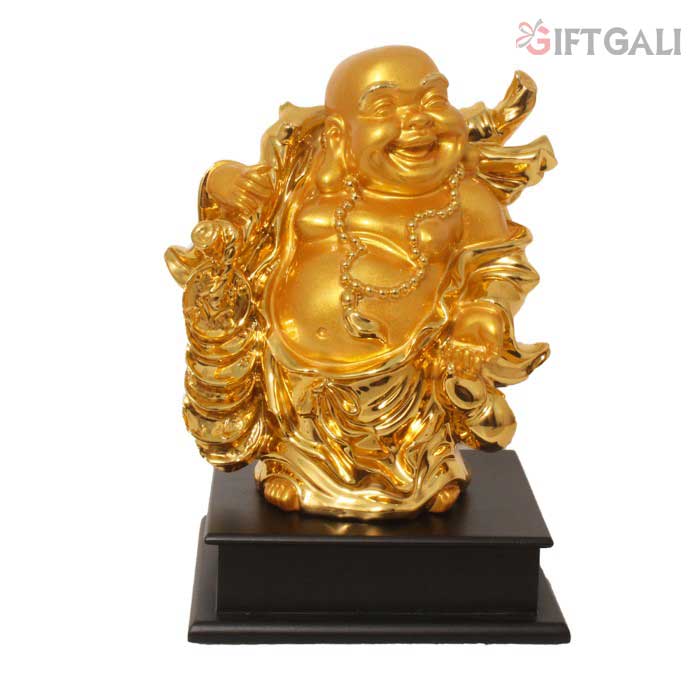 Gold Plated Handicraft Laughing Bhuddha Idol 23 cm-G50X0058Y000XPTO