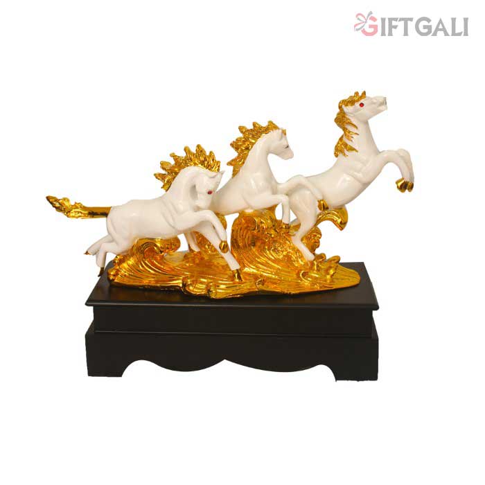 Gold Plated Horse Statue Showpiece 33 cm-G79X0056W