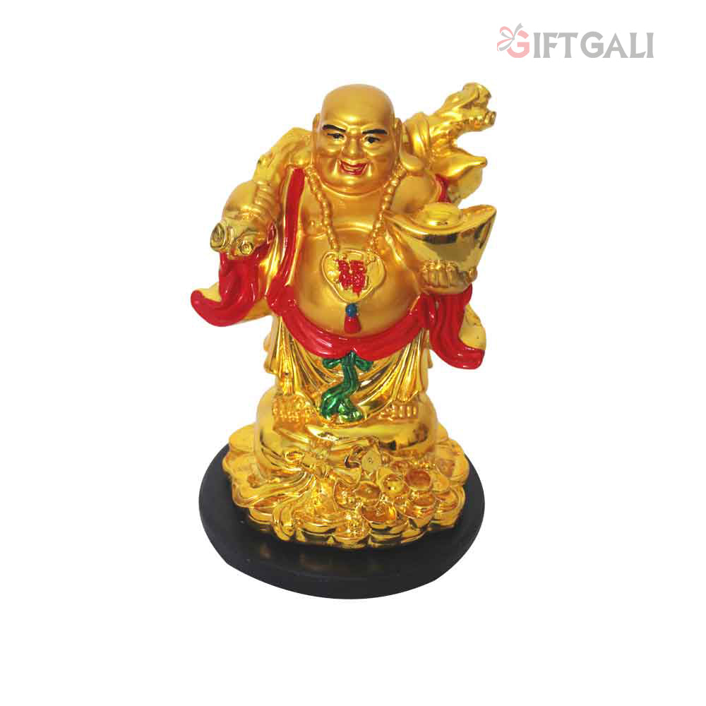 Gold Plated Laughing Buddha Showpiece 17 cm-G82X0022G