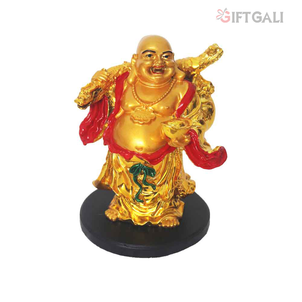 Gold Plated Laughing Buddha Statue 17 cm-G82X0018G