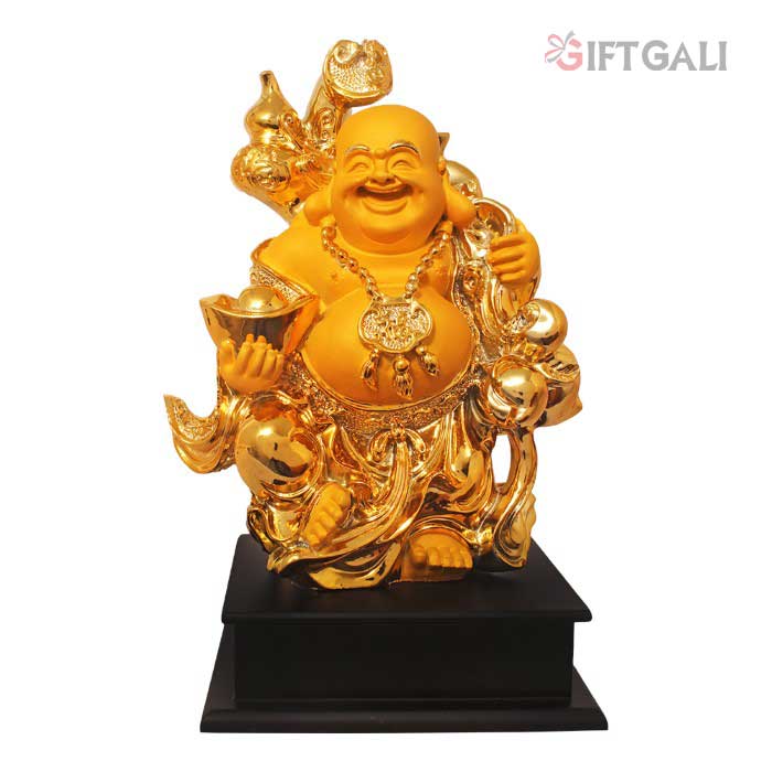 Gold Plated Laughing Buddha Statue 28 cm-G50X0002Y000XPTO