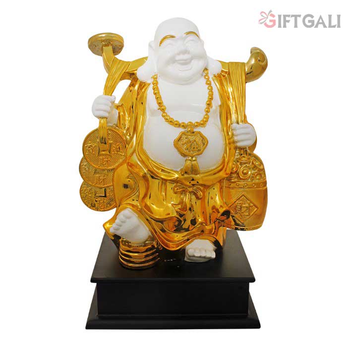 Gold Plated Laughing Buddha Statue Showpiece 27 cm-G50X0001G000XPTO