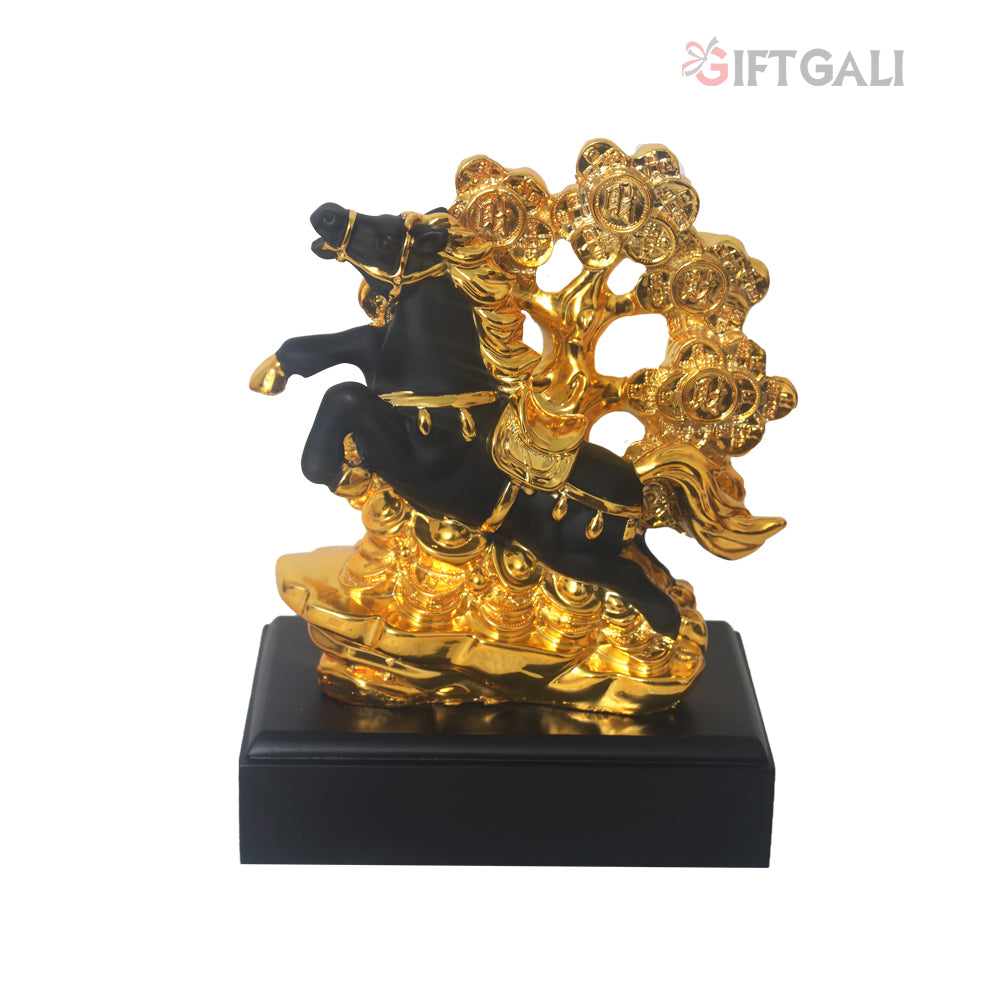 Gold Plated Running Horse Statue Showpiece 25 cm-G82X0007K