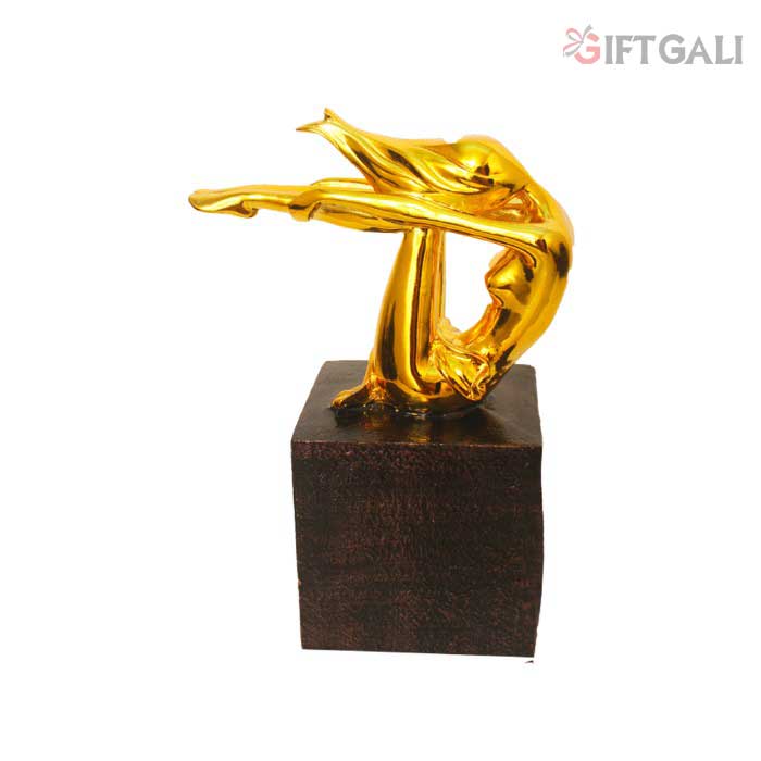 Gold Plated Yoga Lady Statue 30 cm-G79X0069G