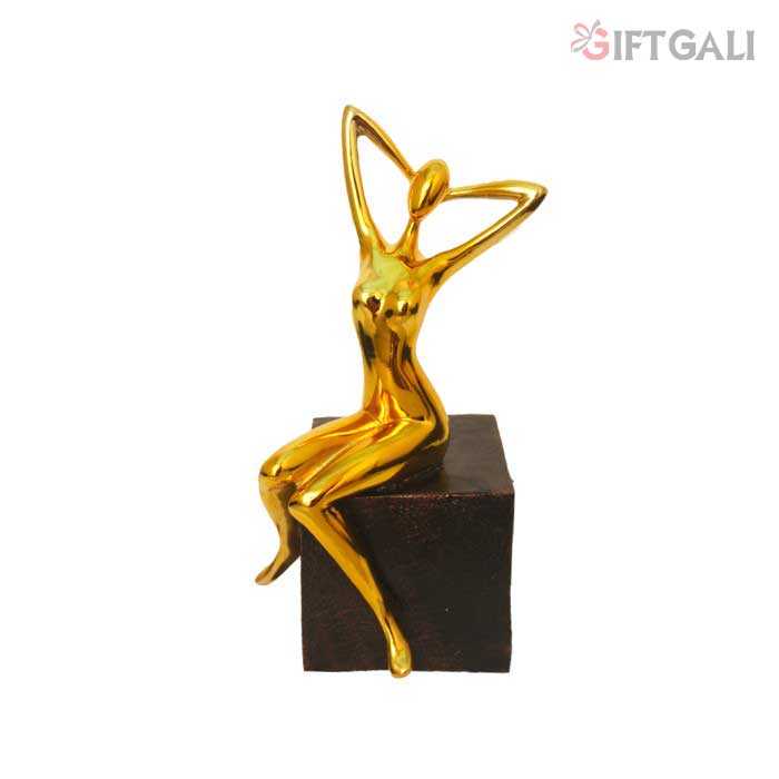 Gold Plated Yoga Lady Statue 38 cm-G79X0068G