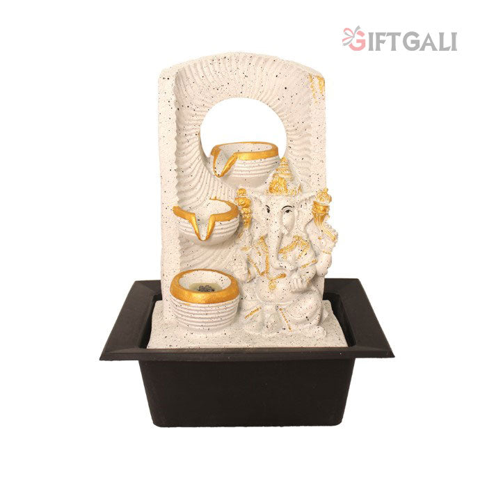 Handicraft White Dotted Ganesha Water Fountain 42 cm G57X0198WGDMX