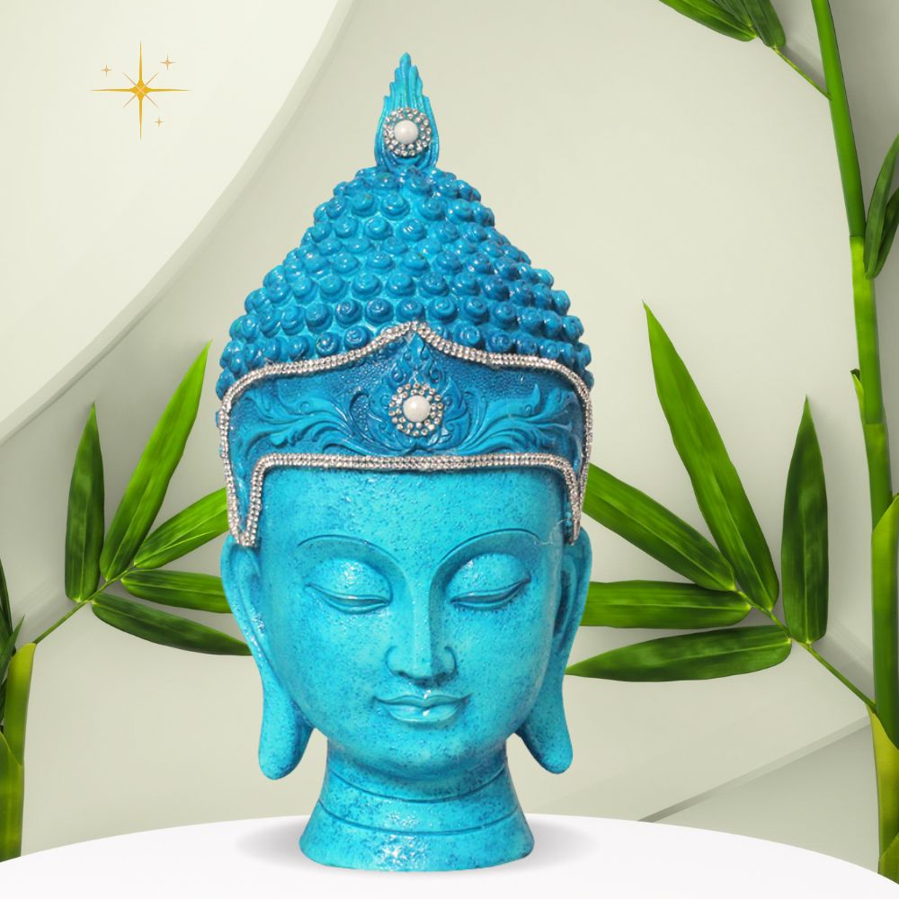 Home Decor Buddha Face Statue Blue Shaded 29 cm-G57X1067QNNMZ