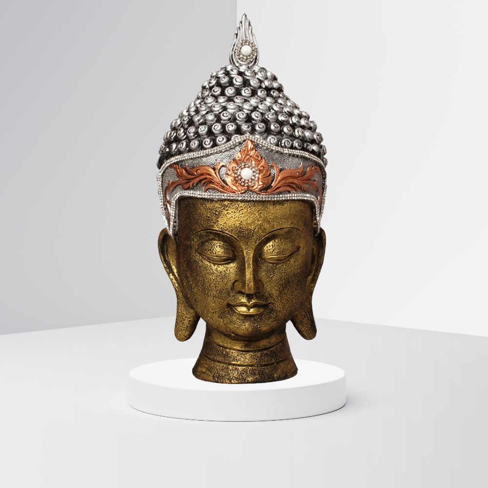 Home Decor Buddha Face Statue Brass Copper 29 cm-G57X1067BSNMZ