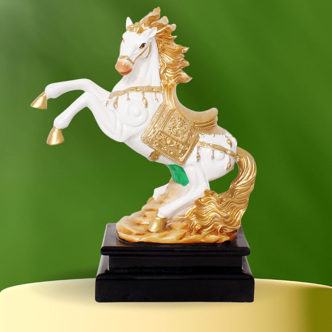 Home Decor Victory Horse Statue White Golden 26 cm-G57R1180WGLGX