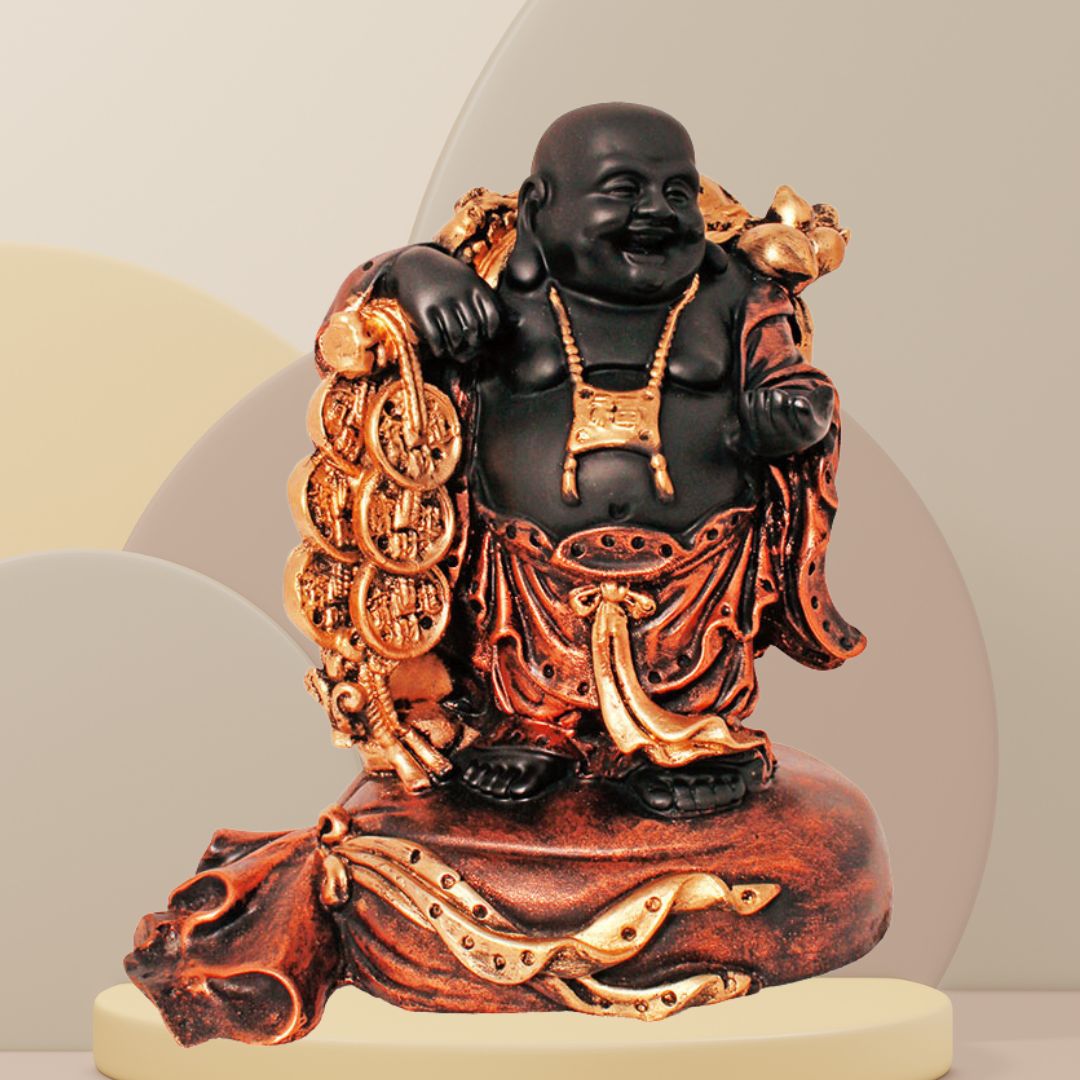 Laughing Buddha Handicraft Idol Black Copper 23 cm-G57X1073KCNMX