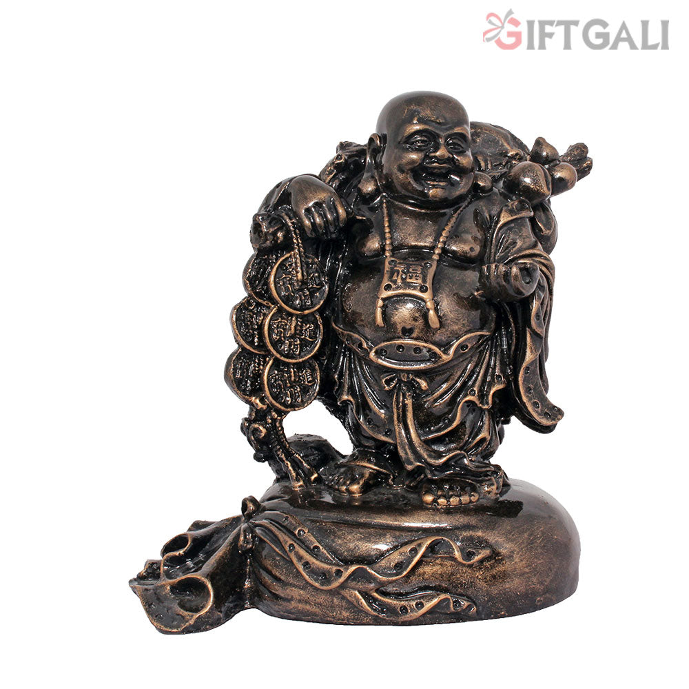 Laughing Buddha Handicraft Idol Bronze Antique 23 cm-G57X1073BBAGX