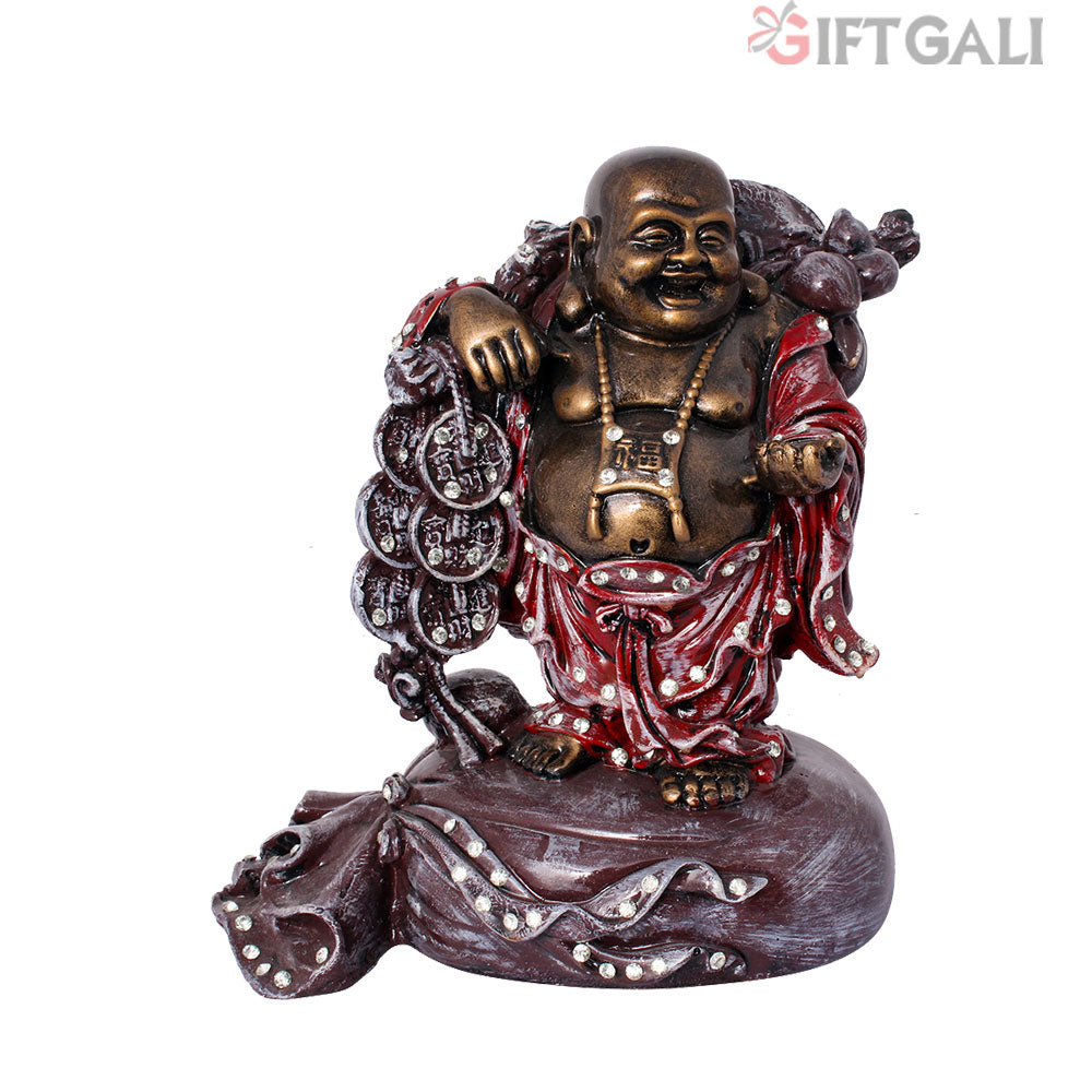 Laughing Buddha Handicraft Idol Golden Antique 23 cm-G57X1073GRAGX