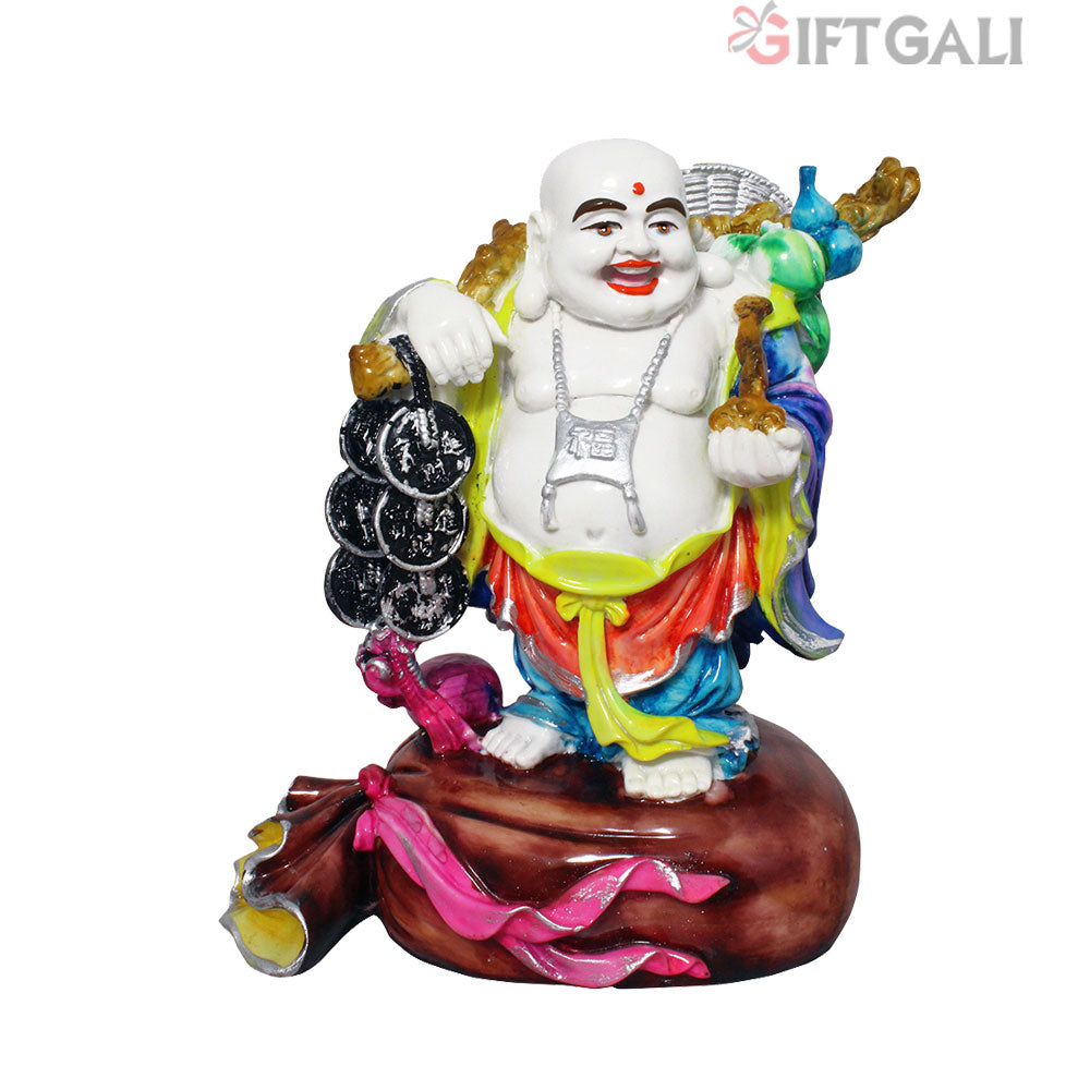 Laughing Buddha Handicraft Idol White Multicolor 23 cm-G57X1073WMLGX