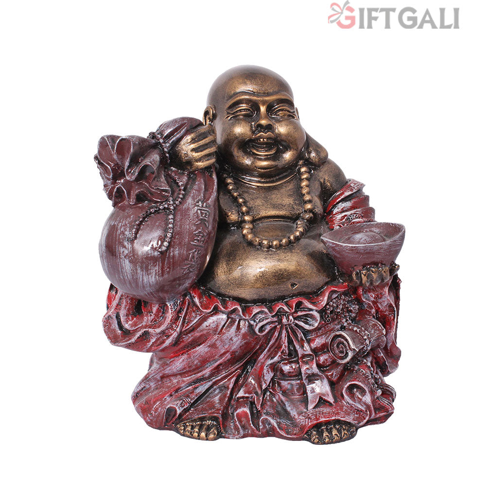 Laughing Buddha Handicraft Statue Golden Antique 25 cm-G57X1074GRAGX