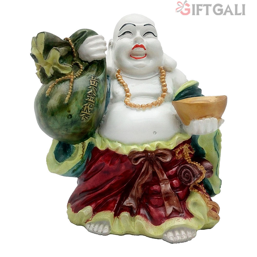 Laughing Buddha Handicraft Statue White Multicolor 25 cm-G57X1074WMLGX