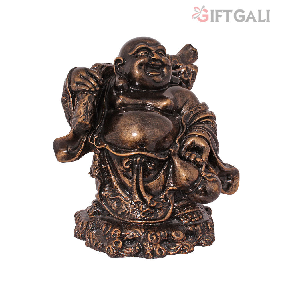 Laughing Buddha Idol Bronze Antique Finish 23 cm-G57X1071BBAGX