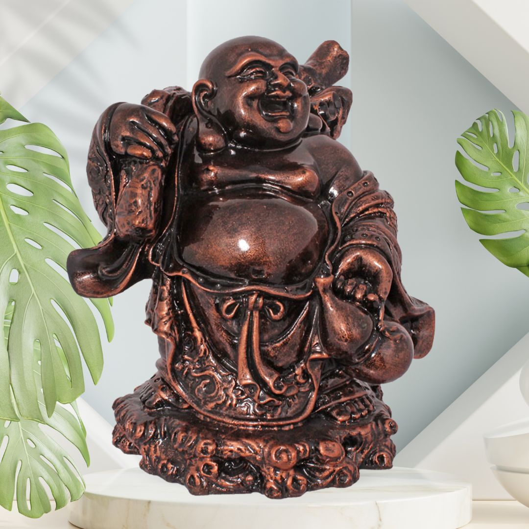 Laughing Buddha Idol Copper Antique Finish 23 cm-G57X1071CCAGX