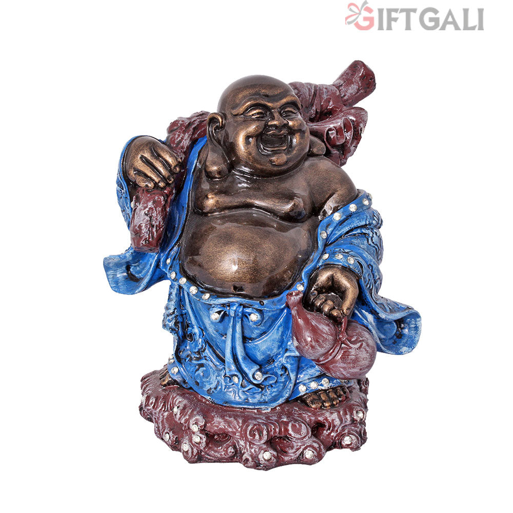 Laughing Buddha Idol Golden Antique Finish 23 cm-G57X1071GNAGX