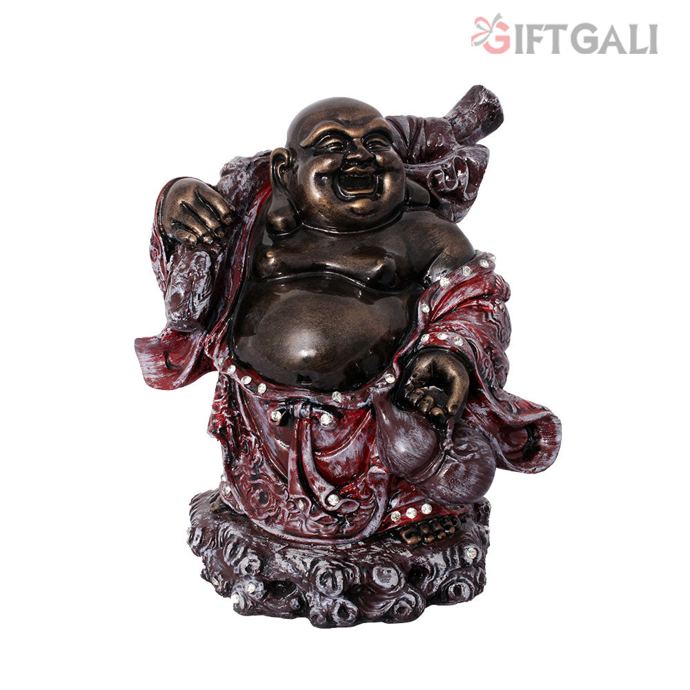 Laughing Buddha Idol Golden Antique Finish 23 cm-G57X1071GRAGX