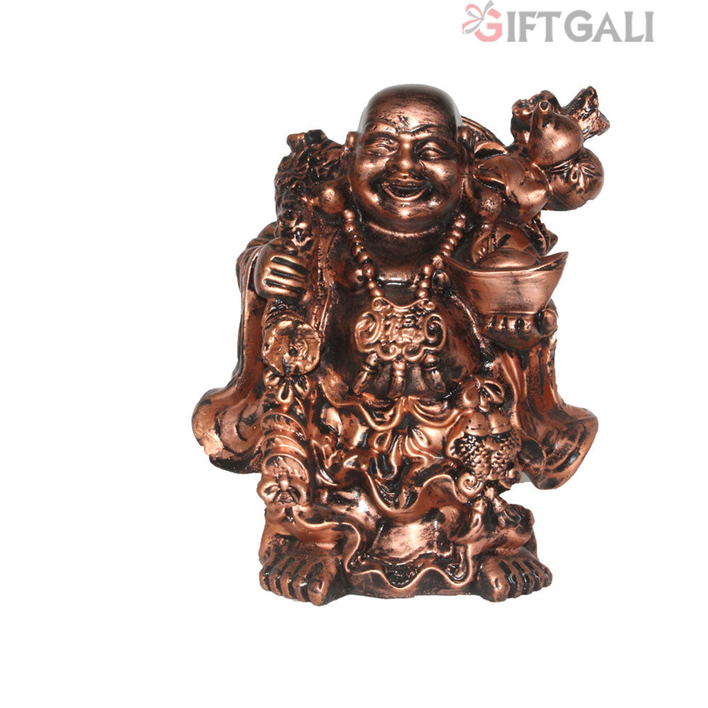 Laughing Buddha Murti Copper Antique Finish 25 cm-G57X1075CCAGX