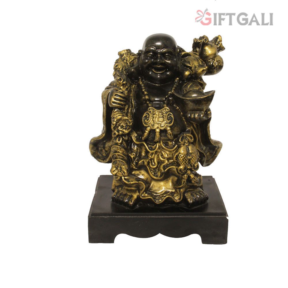 Laughing Buddha Sculpture Bronze Antique Finish 28 cm-G57R1075BBAGX