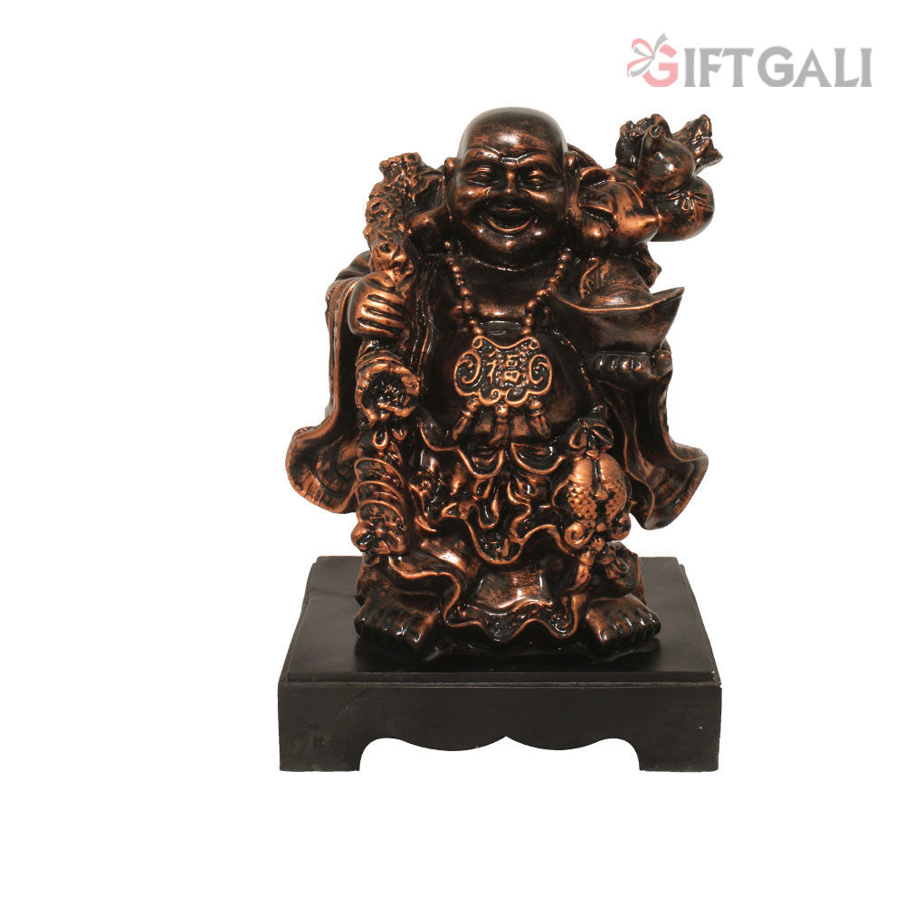 Laughing Buddha Sculpture Copper Antique Finish 28 cm-G57R1075CCAGX