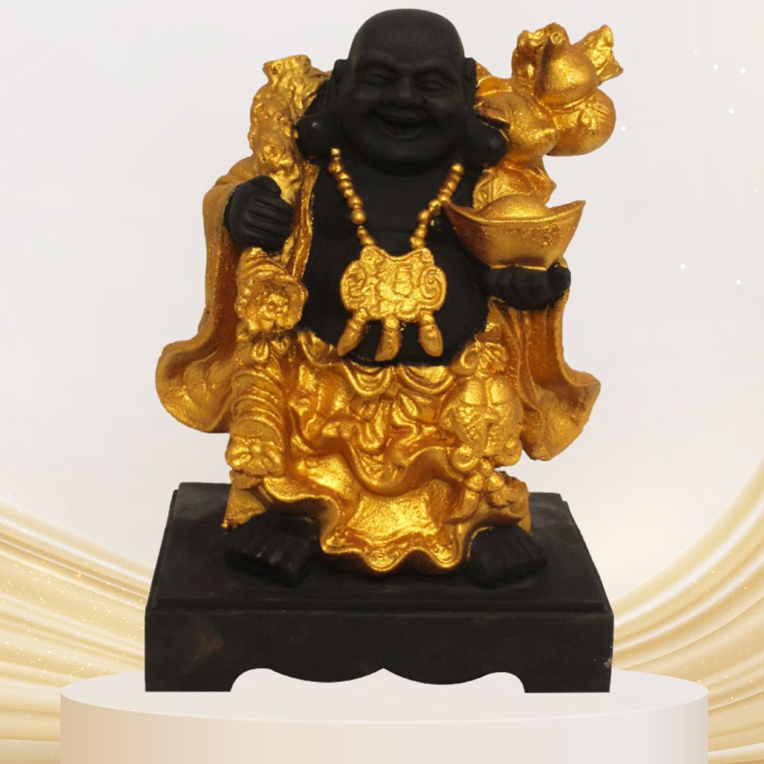 Laughing Buddha Sculpture Glitter Matt Finish 28 cm-G57R1075KGGMX