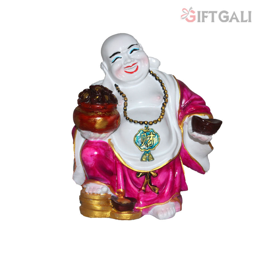 Laughing Buddha Showpiece White Multicolor 24 cm-G57X1072WMLGX