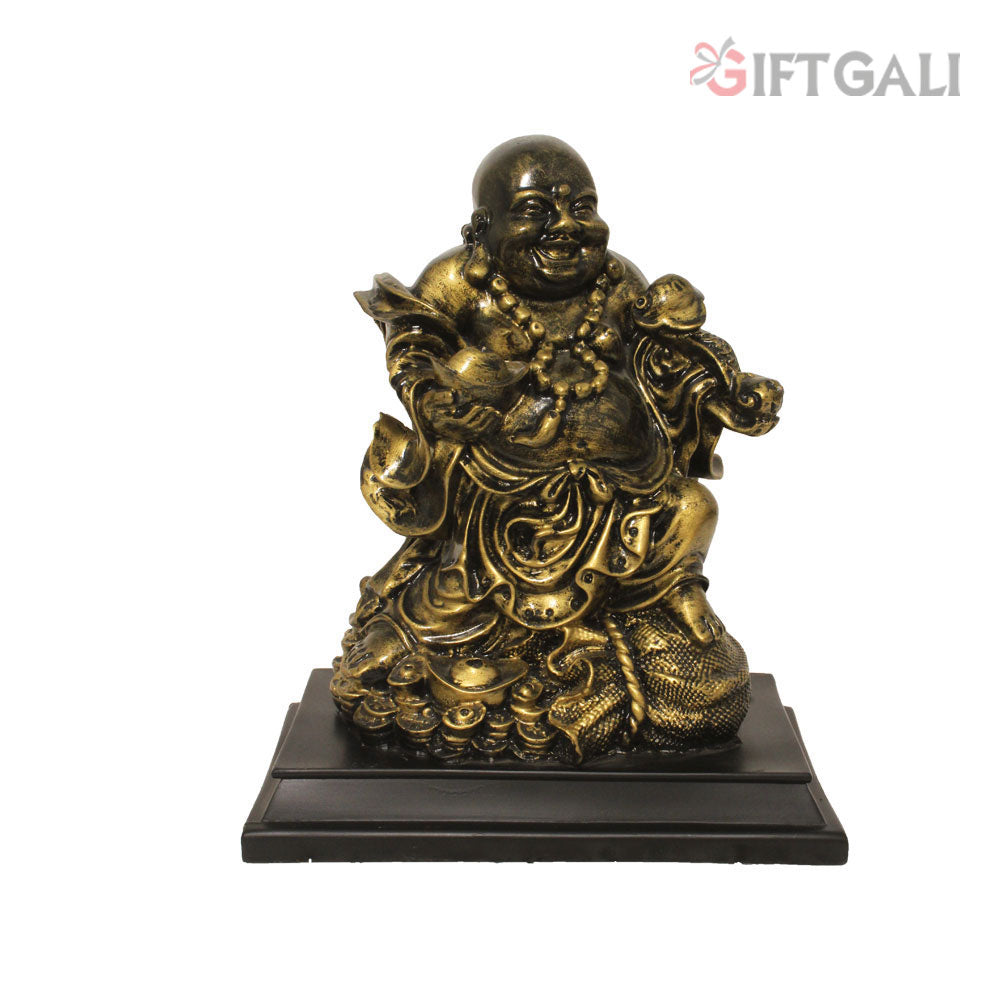 Laughing Buddha Statue Bronze Antique Finish 29 cm-G57R1070BBAGX