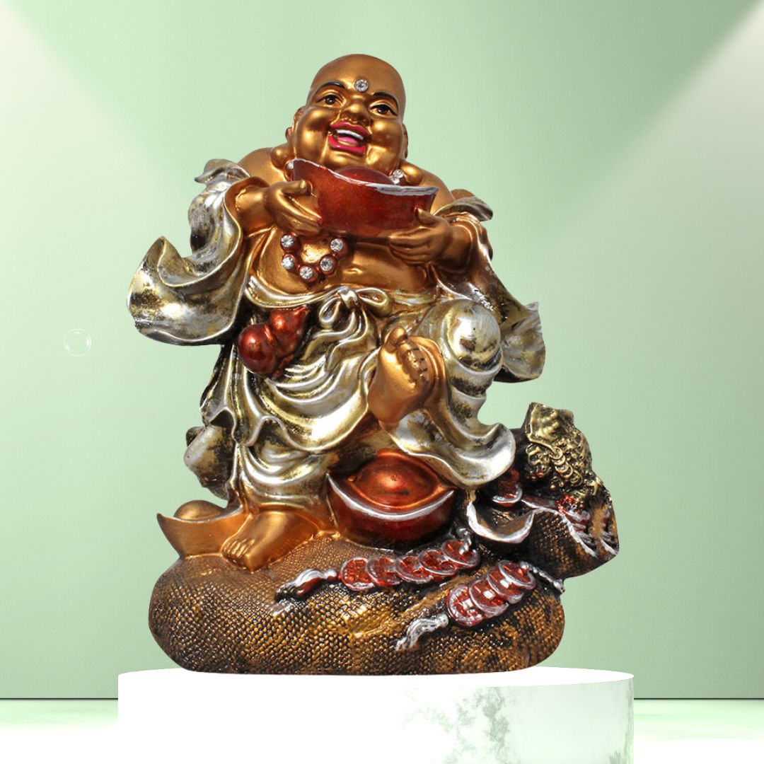 Laughing Buddha Vastu Showpiece Pearl Golden Look 28 cm G57X1382GSSGZ