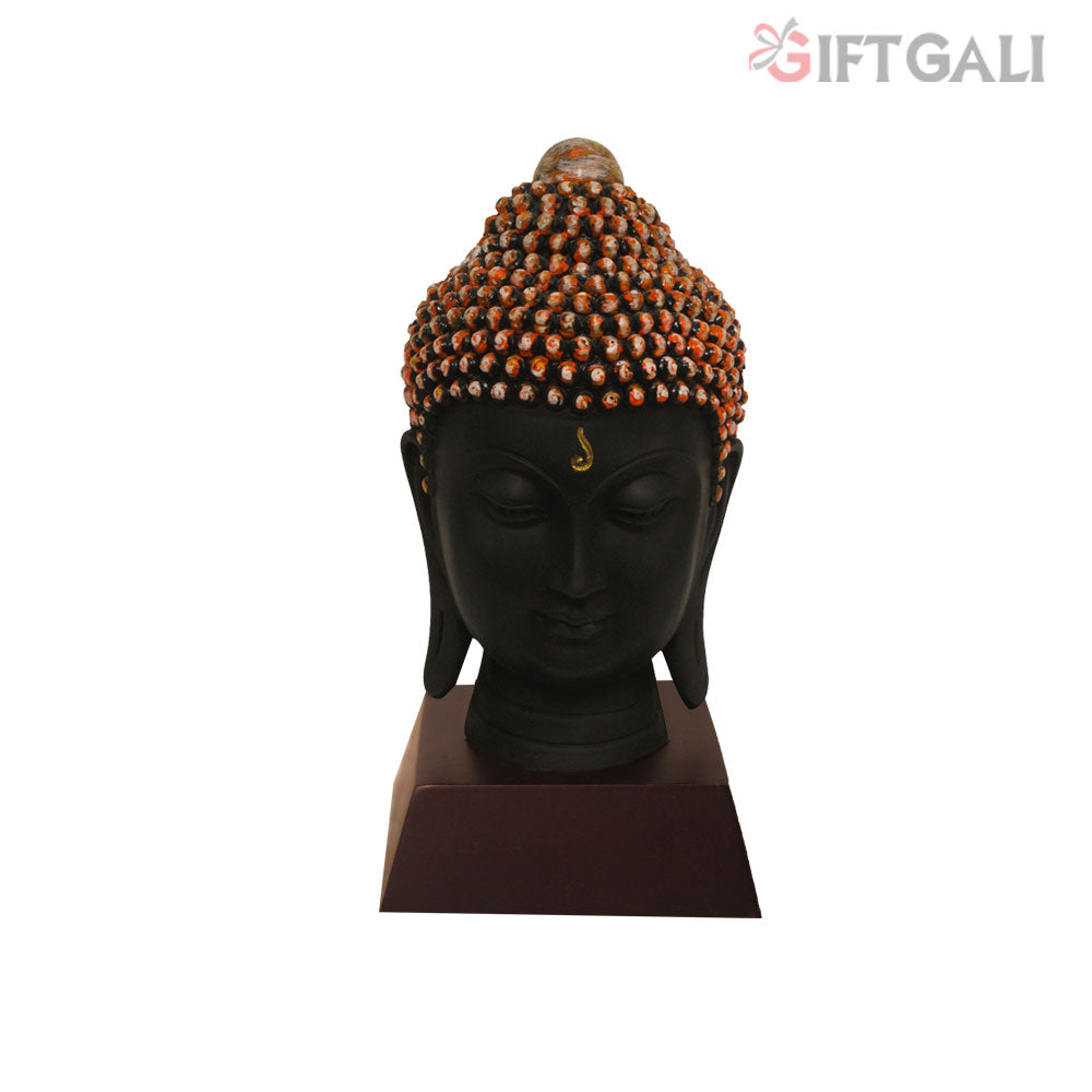 Lord Buddha Face Idol Black Orange Shaded 19 cm-G57W1059KOMMX