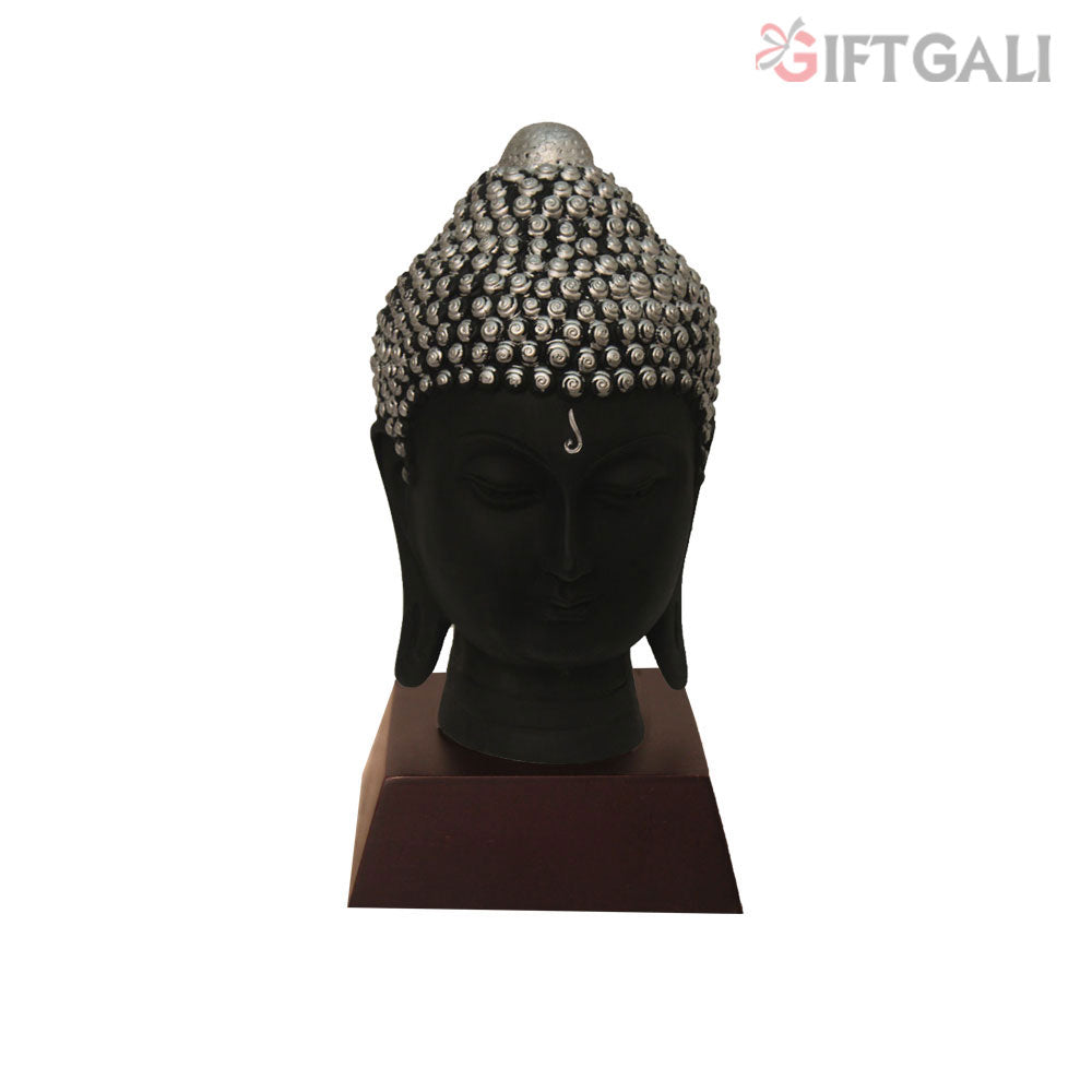 Lord Buddha Face Idol Black Silver 19 cm-G57W1059KSNMX