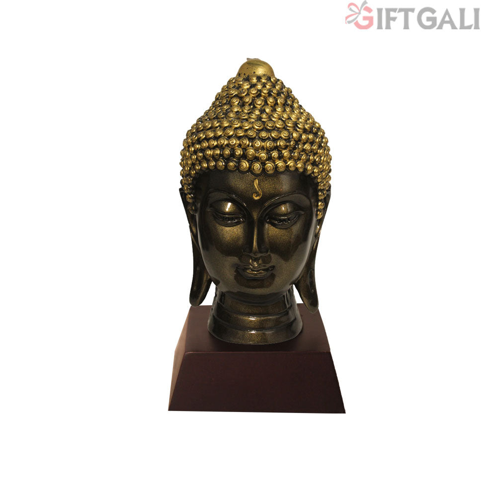 Lord Buddha Face Idol Bronze Antique Finish 19 cm-G57W1059BBAGX