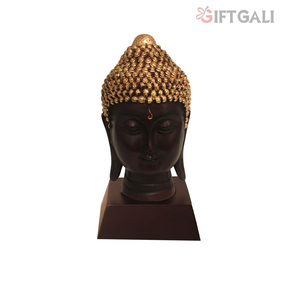 Lord Buddha Face Idol Brown Golden 19 cm-G57W1059AGNMX