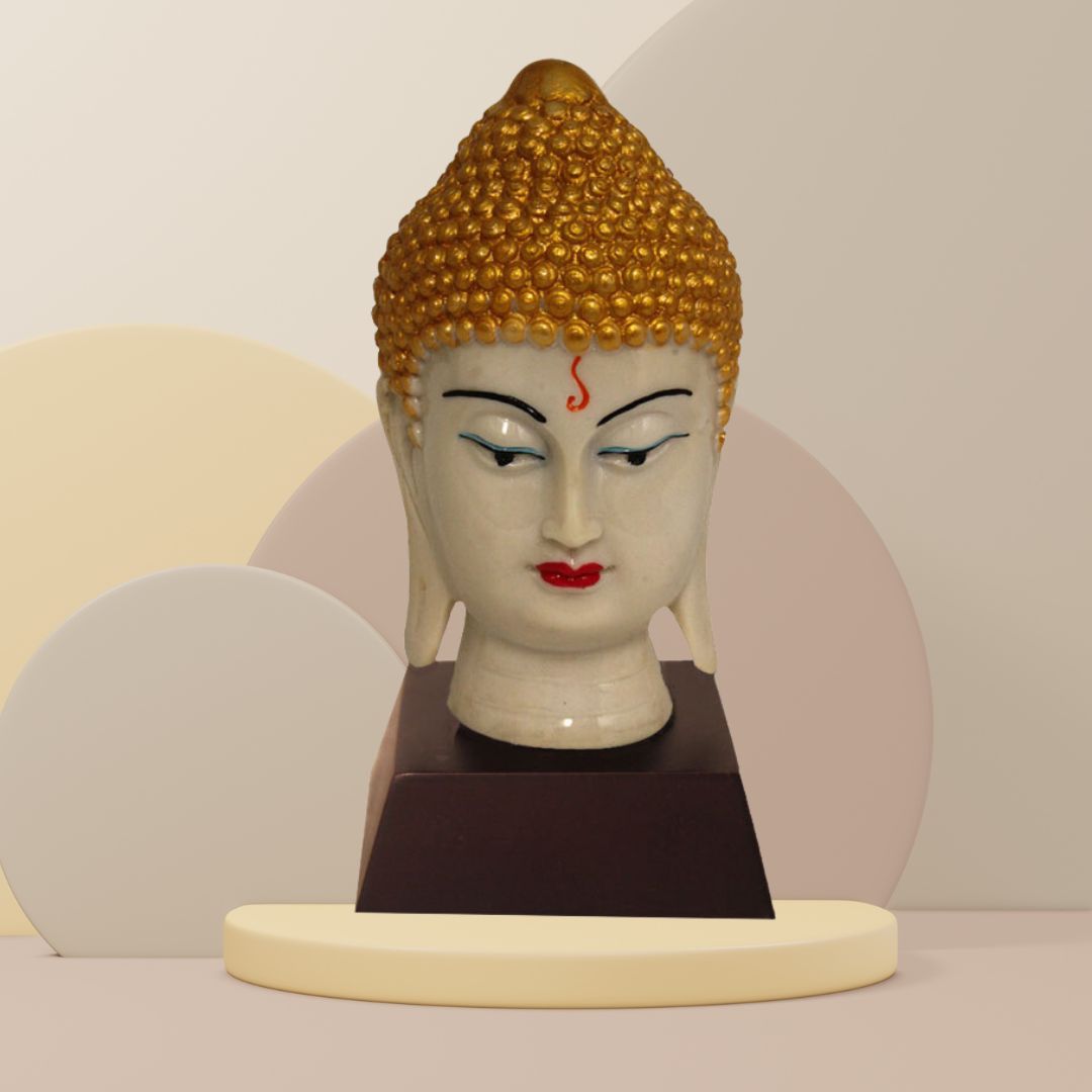 Lord Buddha Face Idol Marble Look 19 cm-G57W1059WGCGX