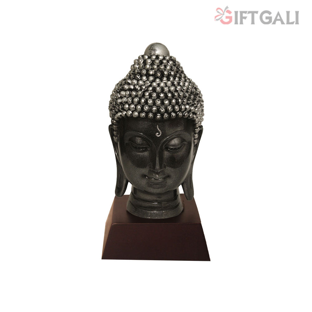 Lord Buddha Face Idol Silver Antique Finish 19 cm-G57W1059SSAGX