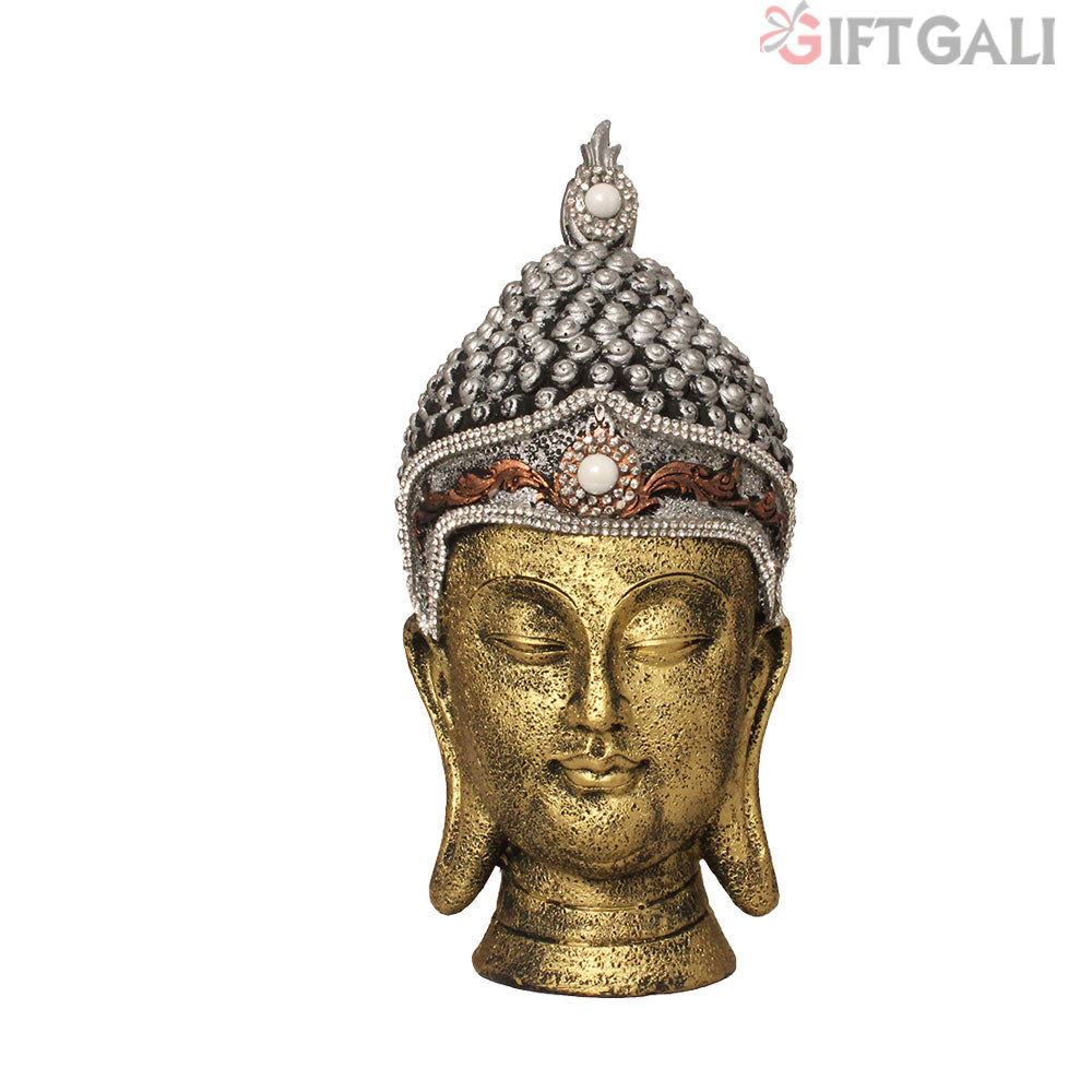 Lord Buddha Face Showpiece Brass Copper Silver 22 cm-G57X1066BSNMZ