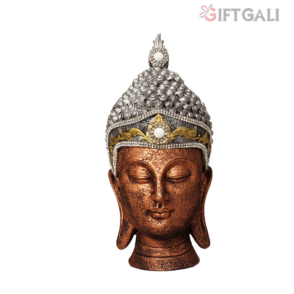 Lord Buddha Face Showpiece Copper Silver Brass 22 cm-G57X1066CSNMZ