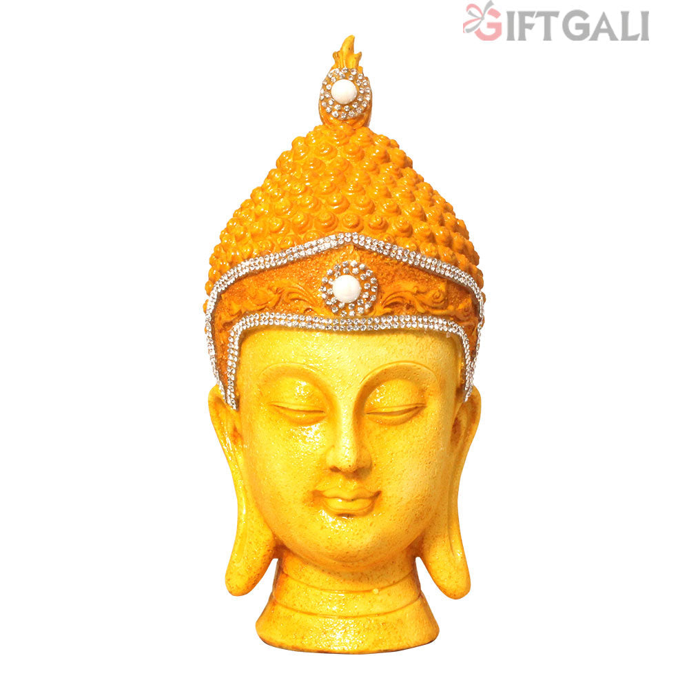 Lord Buddha Face Showpiece Orange Silver Shaded 22 cm-G57X1066OSNMZ