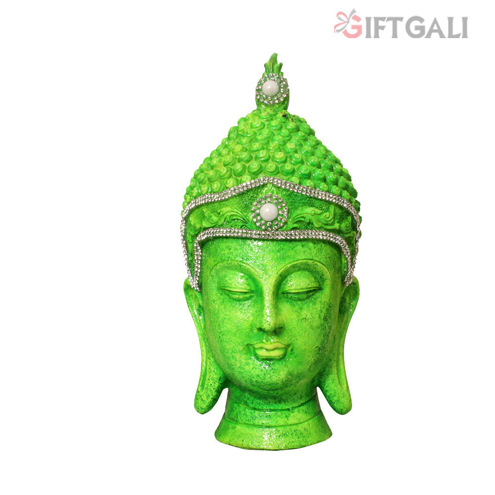 Lord Buddha Face Showpiece Pista Green Silver 22 cm-G57X1066USNMZ