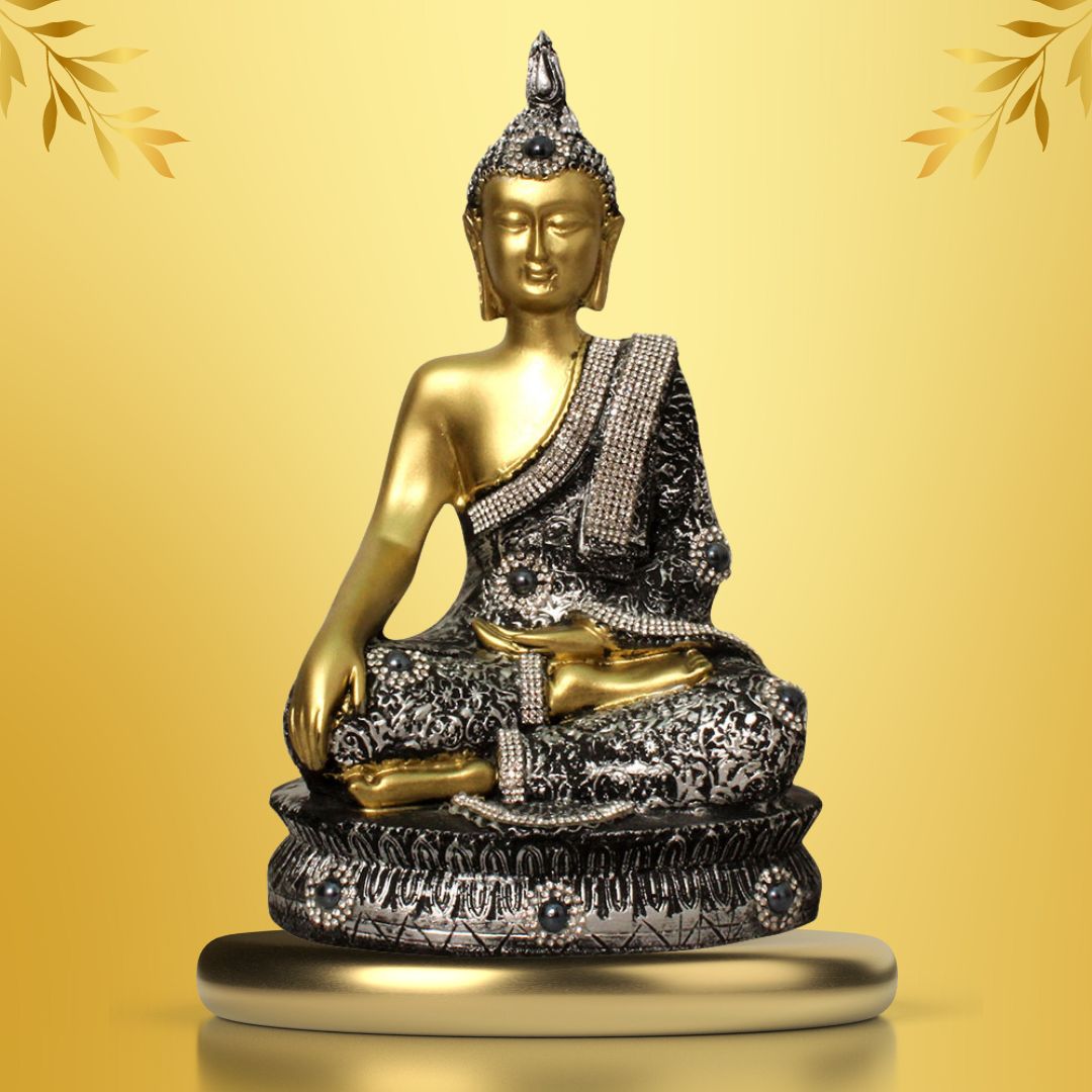 Lord Buddha Figurine Pearl Golden Look 26 cm-G57X1090GSSGZ