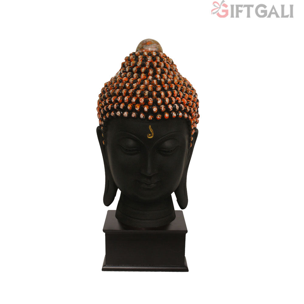 Lord Buddha Head Idol Black Orange Shaded 31 cm-G57W1060KOMMX