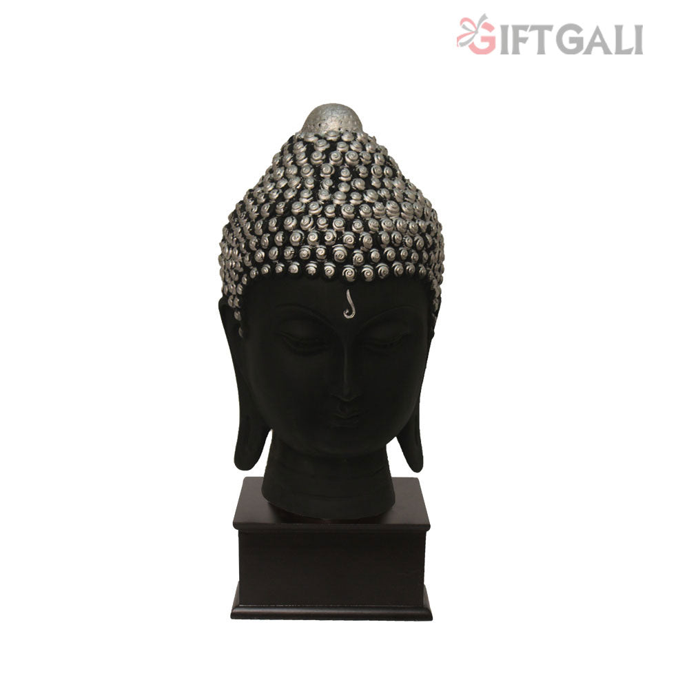 Lord Buddha Head Idol Black Silver 31 cm-G57W1060KSNMX